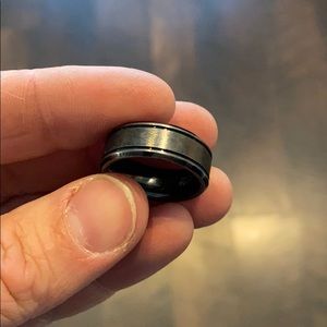 3 Bands: tungsten, gold, and rubber wedding bands